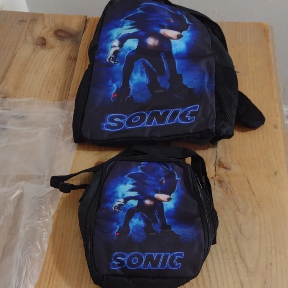Sonic the Hedgehog Backpacks 3 in 1 Casual Daypack Set Durable Knapsack NWT